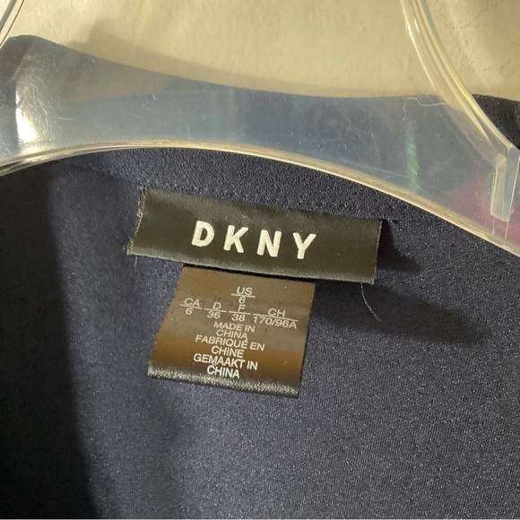 DKNY Dress Faux Wrap Midnight Blue Short Sleeve Size 6 - Picture 4 of 11